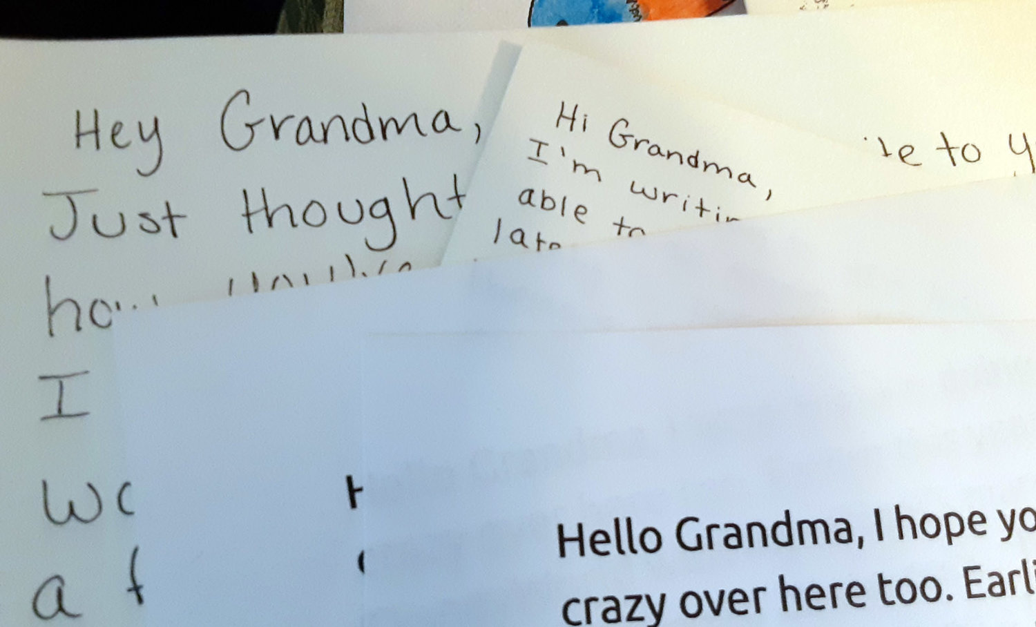 Dear Grandma, things are crazy here too, our kids wrote to their great grandmothers, both in nursing homes, and shared their quarantine experiences with them.